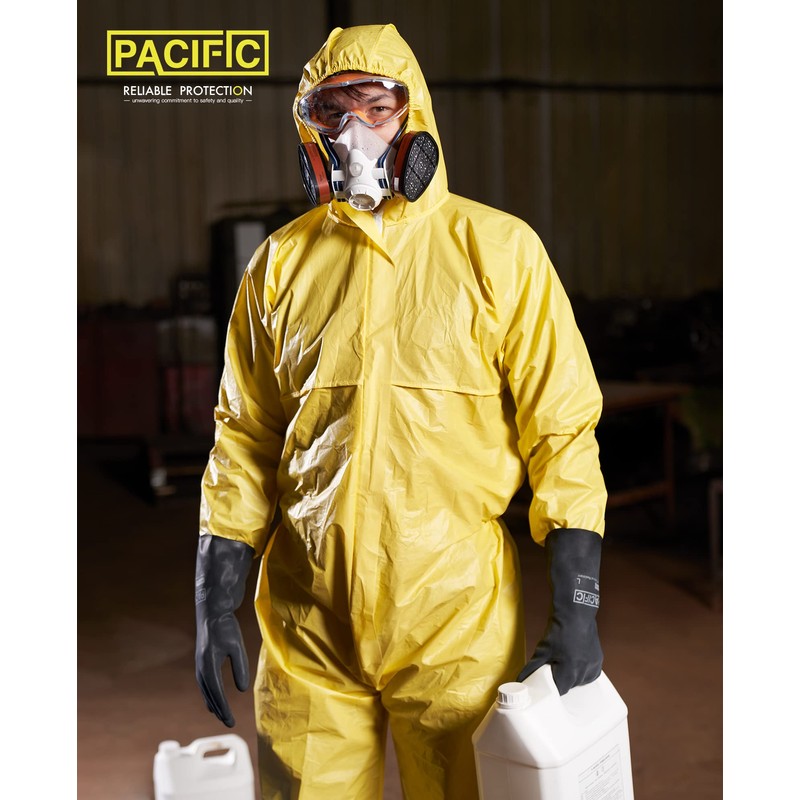 PACIFIC 2 Pairs Chemical Resistant Gloves, Heavy Duty Industrial Rubber