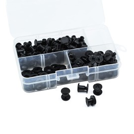 MABAHON 80 Set Chicago Binding Screw Posts,Solid Belt Tack Screw Book Binding Screws, Metal Rivet Replacement Repair for DIY Leather Crafts, Backpacks, Luggage, Book Bindings-Matt Black (M5*6)