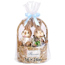 woric Cellophane Bags for Gift Baskets 12 Pcs 16x24 Inch Clear Cello Gift Bags Cellophane Wrap for Thanksgiving Candy Christmas Presents Baby Bridal Shower Wine Bottles Stuffed Animal