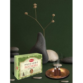 HEM Precious Patchouli Incense Cones - Pack of 12 (120 Count)