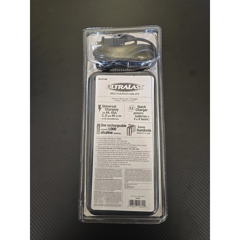 Ultralast Battery Charger Model ULCC4H Universal Quick Charger