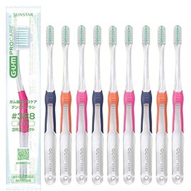GUM Gum Periodontal Professional Care Dental Brush, 10 Pieces [Dental Hospital Handles] [Random Color] (#388 (3 Row Compact))