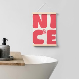 PaJiaNi Funny Bathroom Hanging Decor, Preppy Pink Bathroom Poster, Cute Pink Canvas Wall Decor, Funny Poster For Toilet Restroom Bathroom Decor,12x16 Inch