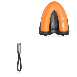 BoxWave Cable Compatible with Flextail Max Sup Pump - USB Type-C Keychain Charger, Key Ring USB Type-C to Type-A 8 in USB Cable - Jet Black