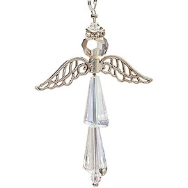 Guardian Angel Car Charms - Crystal Angel Charm for Protection, Happiness, Faith and Love - Crystal Car Hanging Ornament - Guardian Angel Car & Windows - Ideal Guardian Angel Gifts-April Diamond