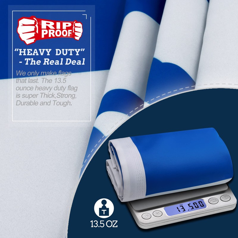 Anley Rip-Proof Double Sided 3-Ply Israel Flag 3x5 Foot -