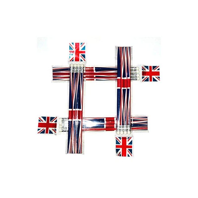 HENBRANDT 16 Union Jack Pencils with Eraser Souvenir Collectable