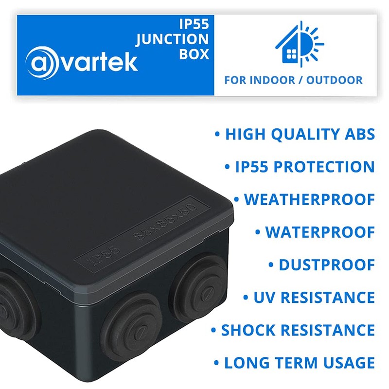 IP55 Waterproof Junction Box, ABS Plastic Outdoor Electrical Project Box