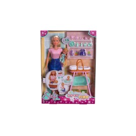 Simba 105733706 Steffi Love Time Toy Doll Takes Care of the Little Baby, Includes 2-in-1 Cradle, Bathtub, Potty and Over 15 Accessories, from 3 Years