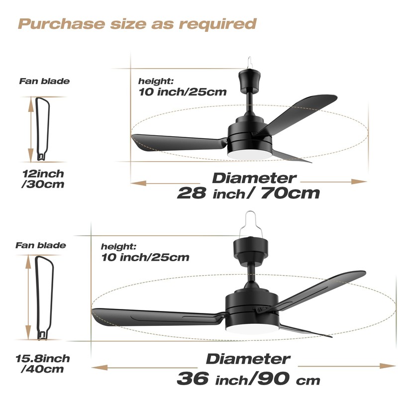 lbvuer Small Ceiling Fans with Lights,28" Plug in Ceiling Fan
