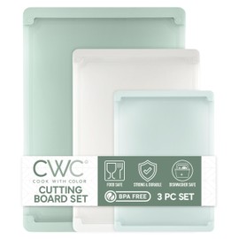 COOK WITH COLOR Extra Large Cutting Board Set, Jumbo-Sized Boards with Rubber Border for Enhanced Cooking Experience, 3-Piece, Mint