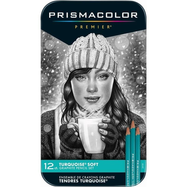 Prismacolor Turquoise Drawing Sketching Pencil Set - Soft Graphite - 12 Set