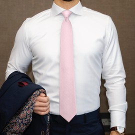 boxed-gifts Umo Lorenzo Mens Zipper Ties Solid Color Pre Tied Polyester Neckties for Men and Women-Pink