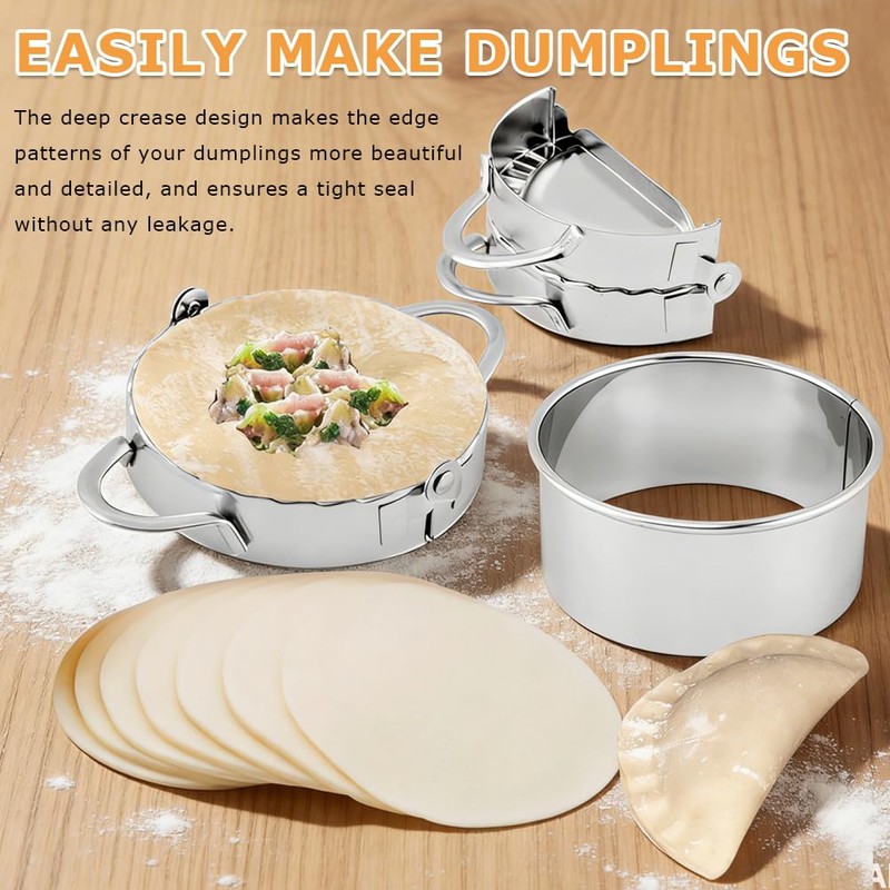 7 Piece Dumpling Maker Set, Stainless Steel Empanada Press Kit,