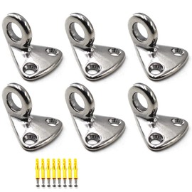 Flomore Fending Hook Marine Grade 316 Stainless Steel Pad Eye Fender Hook Boat Ship Hardware Come with Screws (Pack of 6)