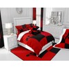 Manfei Queen and King Throw Blanket Black Red Patchwork Blanket
