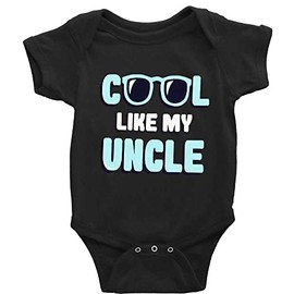 GKrepps Cool Like My Uncle Novetly Newborn Clothes Baby Crawl Playsuit Short Sleeve D-Black