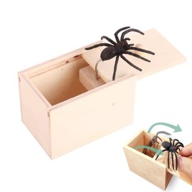 DFsucces Trick Horror Spider Box Wooden Prank Toy Surprise Joke Toy Perfect for Party Boost Birthday Christmas Halloween Gift