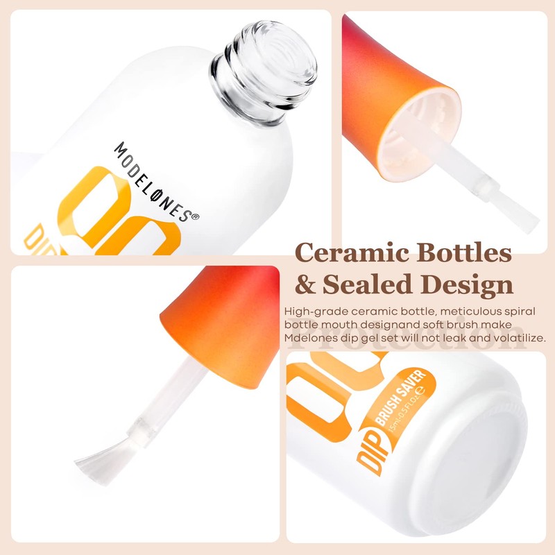 modelones Dip Powder Liquid Set 4+4 Pcs, Dip Powder System
