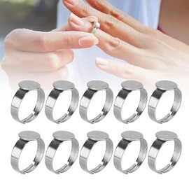 Adjustable Rings Blanks, Stainless Steel Flat Bases, 20pcs, Jewelry Craft Decoration Men Women