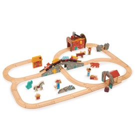 Mentari Gold Mine Train Set - Themed Wooden Train Set for Toddler Adventures Made from Sustainable Wood for Little Storytellers – Unleash Creativity and Fun with Intricate Narratives