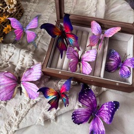 8 Pcs 3D Butterfly Decorations, Butterfly Craft, Decorative Butterflies Gift, 2 Sizes of Butterfly Ornament for Home Fake Flower Floral Supplies Tea Party Wedding Easter Christmas Spring Fall