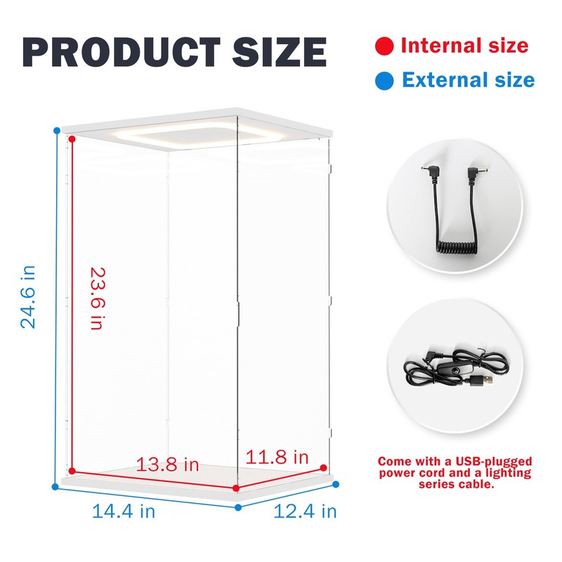 Acrylic Display Case with LED Light Top for Collectibles