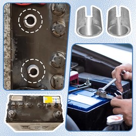 2 Pairs Universal Battery Post Terminal Shims, Car Battery Negative/Positive Battery Terminal Adapter, Battery Terminal Connectors Anode Cathode Adaptor Sleeves for Auto Truck (Silver)