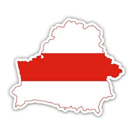 Squiddy Belarus Flag Country Shape Red White - Vinyl Sticker Decal for Phone, Laptop, Water Bottle (3" Wide)