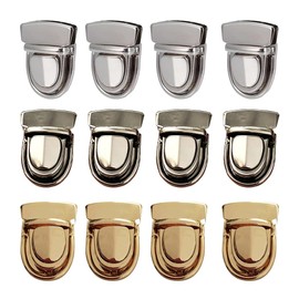 Pack of 12 Fastener Lock for Bag, Crochet Bag Clasps, Metal Pocket Buckles Padlocks for Leather Bags, Purses, Crafts