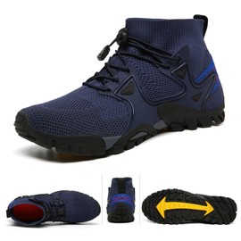 Zapatos de senderismo para hombre y mujer, zapatos deportivos al aire última intervensión, zapatos deportivos para caminar, senderismo, escalada, elegantes, antideslizantes, fitness, correr, calcetines de viaje, ligeros, descalzos, Azul, 7 Women/6 Men