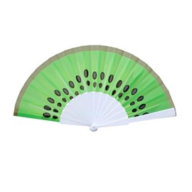 Hand Fan Plastic with Fruit Design Beautiful Fabric Printing Summer Women Feld Fold Fans (Kiwi Fruit)