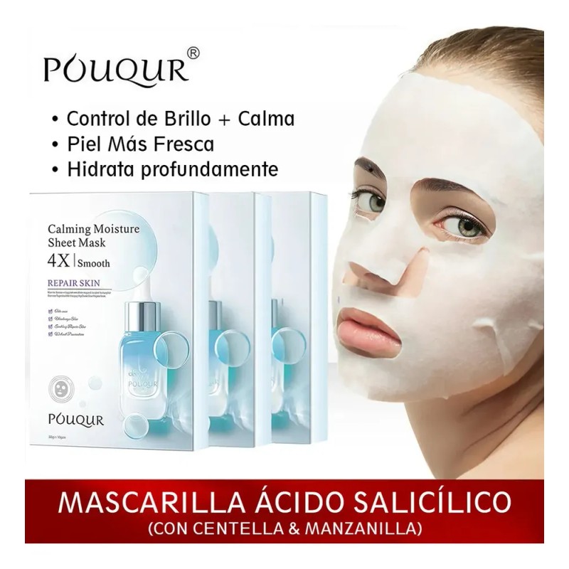 Kit 10 Mascarillas Coreanas Faciales Centella Ácido Salicílico Anti Acné
