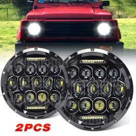 Unbranded Pair 7" Round LED Headlights Hi/Lo Beam For Suzuki Samurai 1985-95 SJ410 1980-85