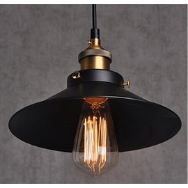 JSXing Industrial, Estilo Retro País de América Lámpara de Techo Colgante Para Restaurante bar Cafe Cup-shaped Colgante Lámpara, Color Negro, Antiguo, Aluminio Negro (Iron-diameter 22 cm)