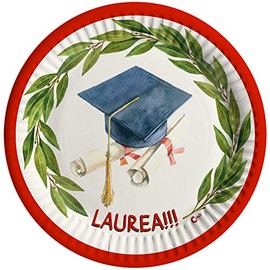 Ciao - Piatti carta compostabili Laurea (Ø23cm), 8 pezzi