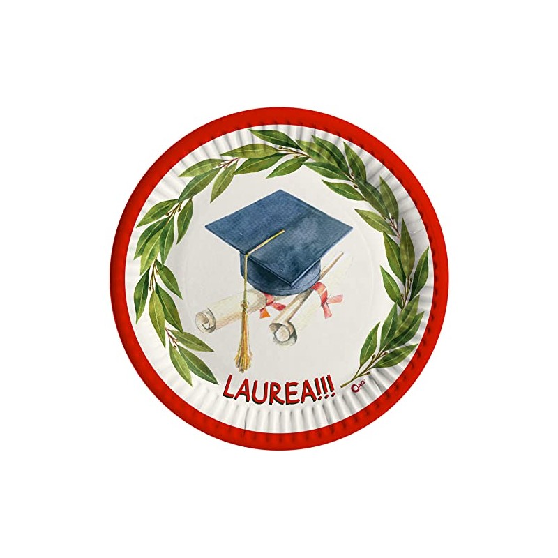 Ciao - Piatti carta compostabili Laurea (Ø23cm), 8 pezzi