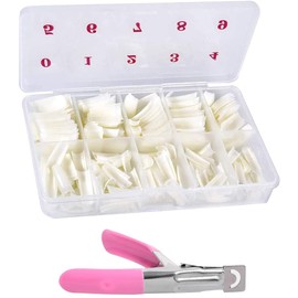 500 Pieces False Nails, BetterJonny 10 Sizes Natural Oval French Acrylic Fake Nails Tips Fake Nails With Box and False Nail Clipper for Women Girls