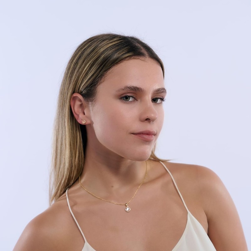 LuckyLy Set de Joyería para Mujer Oro 14K Collar y