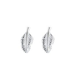 Elli Women's Silver 925 Sterling Silver Xilion Cut Feather Stud Earrings