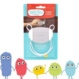 Toddleroo by North States Flexi-Lock Cabinet Lock for Adjustable Universal-Fit, Side by Side Cabinets in White, Pack of 1