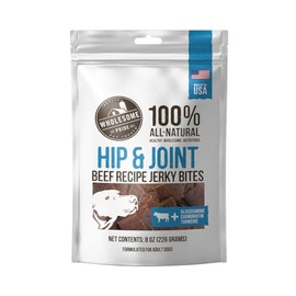 Wholesome Pride Functional Dog Hip & Joint Support Beef Jerky Bites, USA Made Mobility Dog Treats - 8 oz