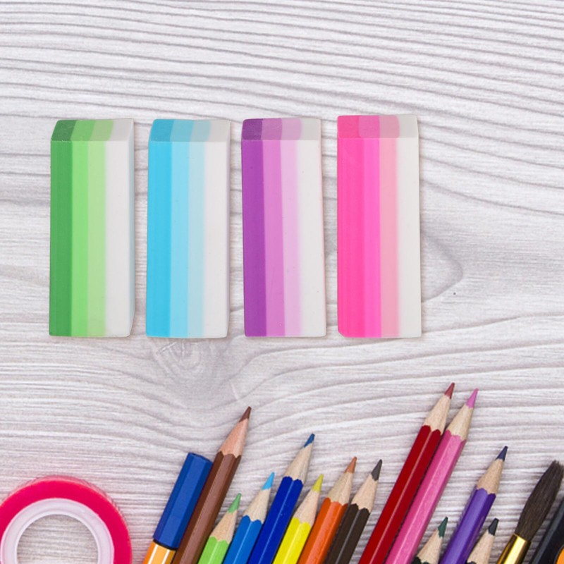 Operitacx Pack of 16 Rainbow Erasers Small Rectangular Block Erasers