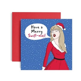 Huxters Christmas Cards for Women Men – Merry Swiftmas Friend Happy Christmas Card for him and her Family Christmas Holiday – Dad Mum Brother Sister Auntie Uncle Daughter card