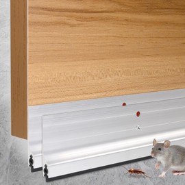 Jiekayi 2Pack 36" Metal Door Draft Stoppers,Door Sweep, Noise Blocker with Rubber Seal Strip, Size 36" L x 2.16" W (Silver)