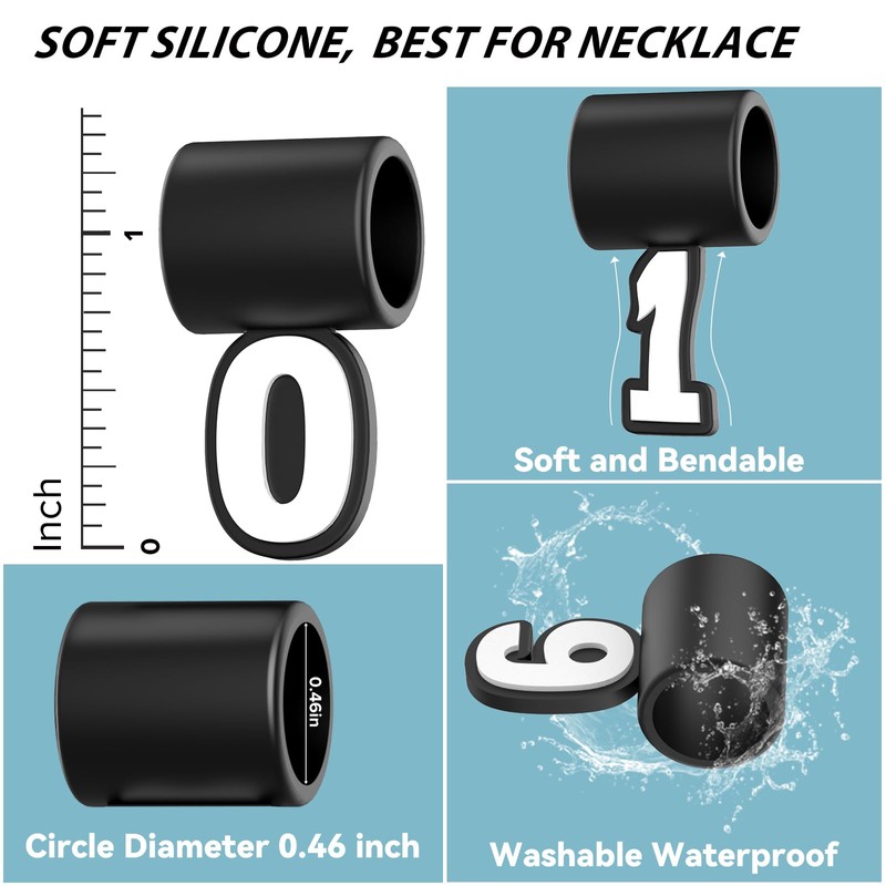 Silicone Charms 0-9 For Tornado Baseball Necklace, Jersey Number0-9 for