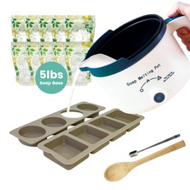 PIUH Soap Melter with 5lbs Soap Base for Soap Making Kit, 5lbs Soap Base Making Kits Including 2 Gears Electronic Soap Melting Pot, 10 Packs Soap Base, Spout and Mold for DIY Soap
