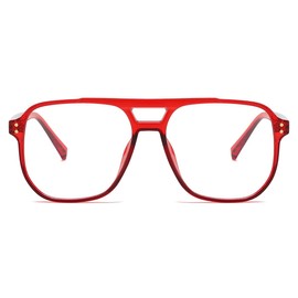 Blue Light Blocking Glasses for Women Men Fake Nerd Clear Square Aviator Computer Lightweight Glasses Frame Oversized (Red)