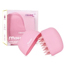 Massage Shampoo Bürste für Kopfhaut, mit weichen Silikonborsten, stimuliert das Haarwachstum und beseitigt Schuppen (Rosa)