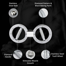 EILISON Rotating Burn Machine 12 LB, Rotating Arm Machine 360 Degree Rotating Grips, Multifunctional Spinning Burn Rotator Machine for Forearm Trainer, Boxing, Workouts (Silver)